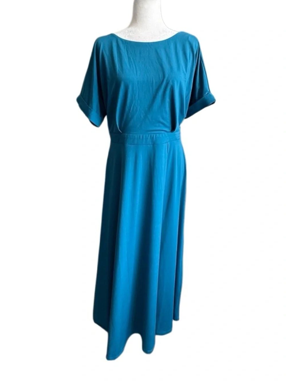 Alexia Admor Lana Midi Dress Turquoise Teal Slit Semi-Formal SZ L NEW - Picture 15 of 15